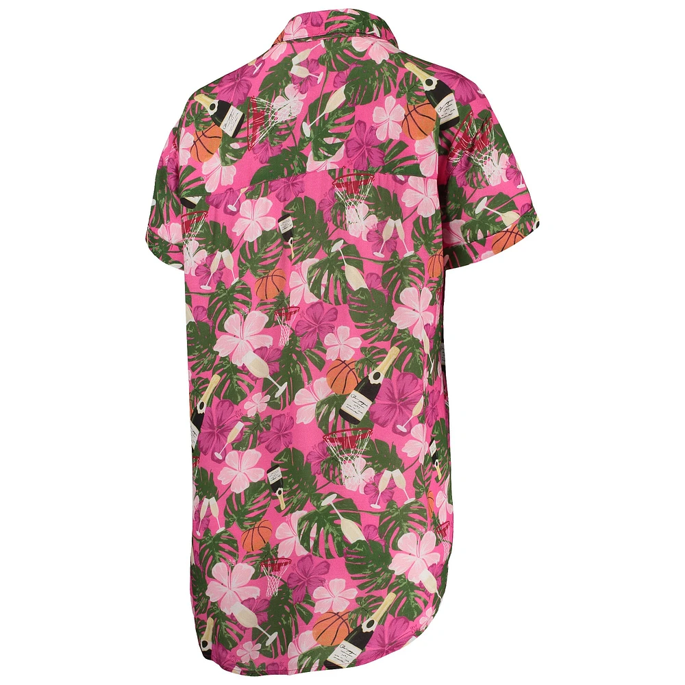 Women's Lusso Pink Brooklyn Nets Finley-Frankie Party Top & Shorts Set