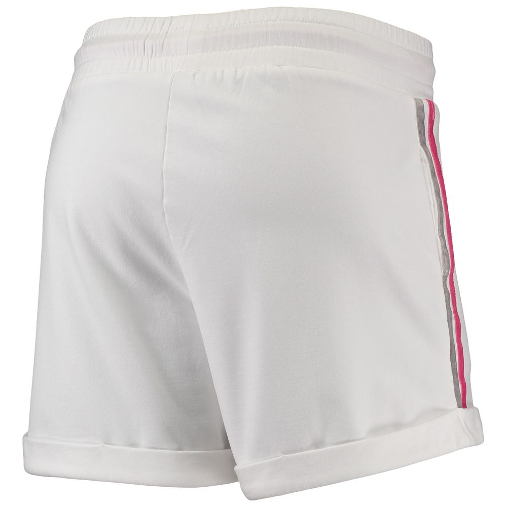 Women's Lusso White/Pink Brooklyn Nets Melody Cuffed Tri-Blend Shorts