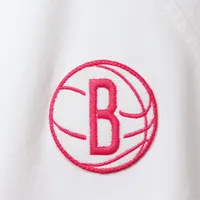 Women's Lusso White/Pink Brooklyn Nets Melody Cuffed Tri-Blend Shorts