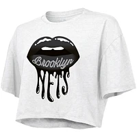 Women's Majestic Threads White Brooklyn Nets Drip Gloss Crop Top