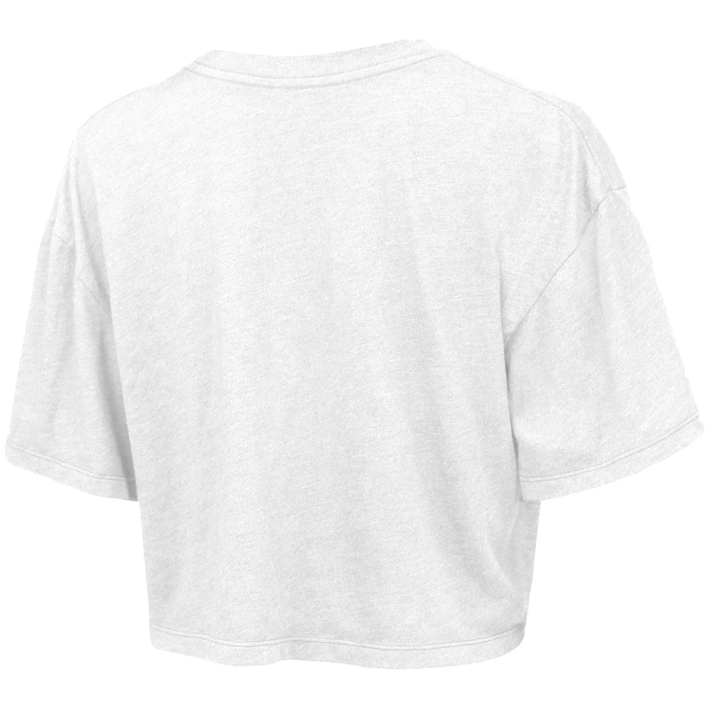 Women's Majestic Threads White Brooklyn Nets Drip Gloss Crop Top