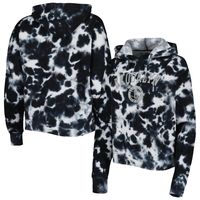 Women's New Era Black Brooklyn Nets Brushed Cotton Tie-Dye Pullover Hoodie