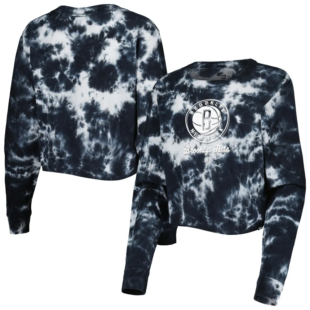 T-shirt court à manches longues tie-dye Brooklyn Nets New Era pour femme