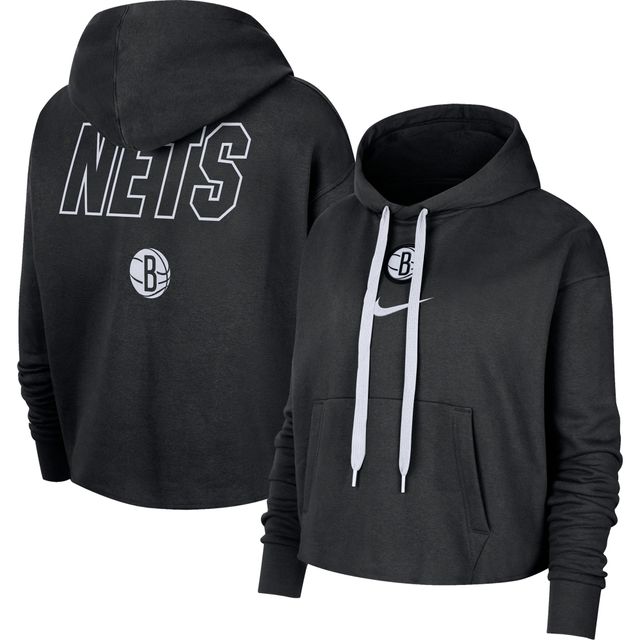 Sweat à capuche court Courtside Nike Brooklyn Nets pour femme, noir