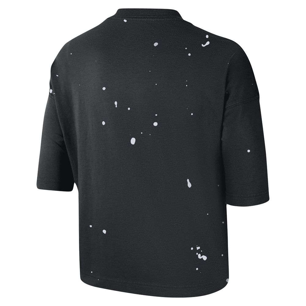 Women's Nike Black Brooklyn Nets Courtside Splatter Cropped T-Shirt