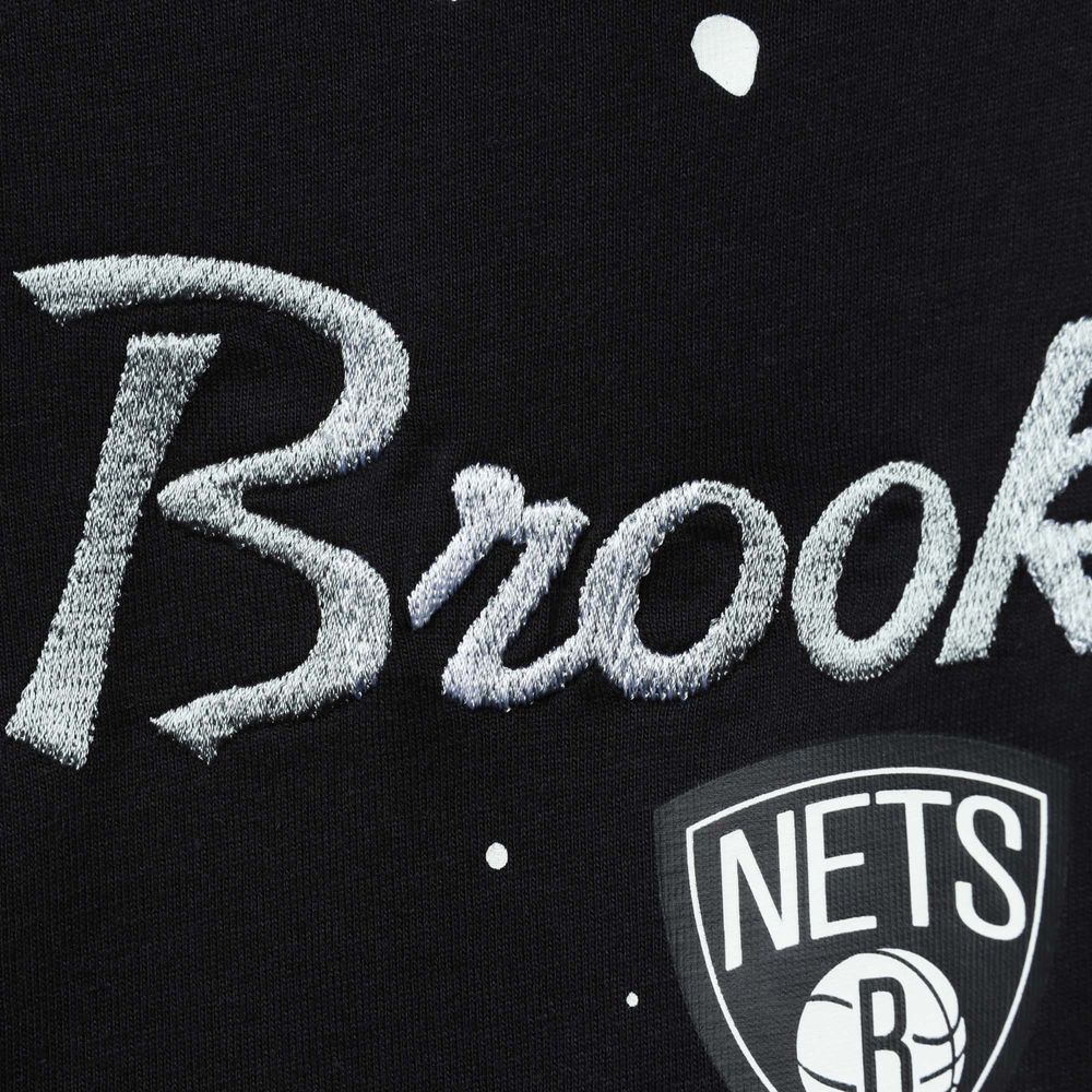 Women's Nike Black Brooklyn Nets Courtside Splatter Cropped T-Shirt