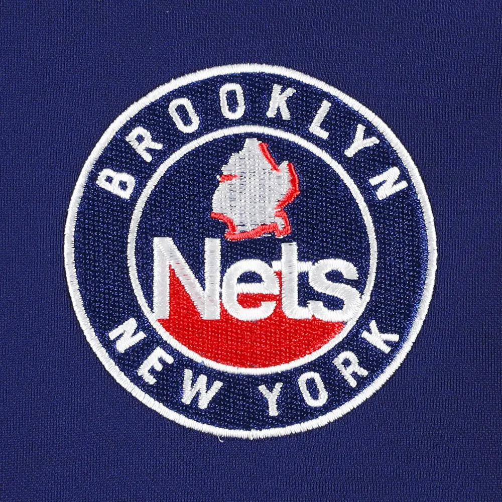 Women's Nike Navy Brooklyn Nets Courtside Cropped Tri-Blend Performance Pullover Hoodie