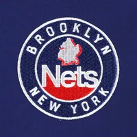 Women's Nike Navy Brooklyn Nets Courtside Cropped Tri-Blend Performance Pullover Hoodie