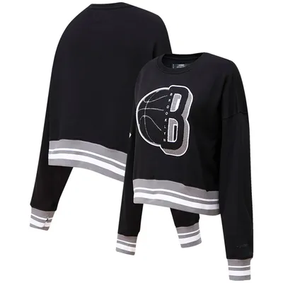 Brooklyn Nets Pro Standard Women's Mash Up Pullover Sweatshirt - Black