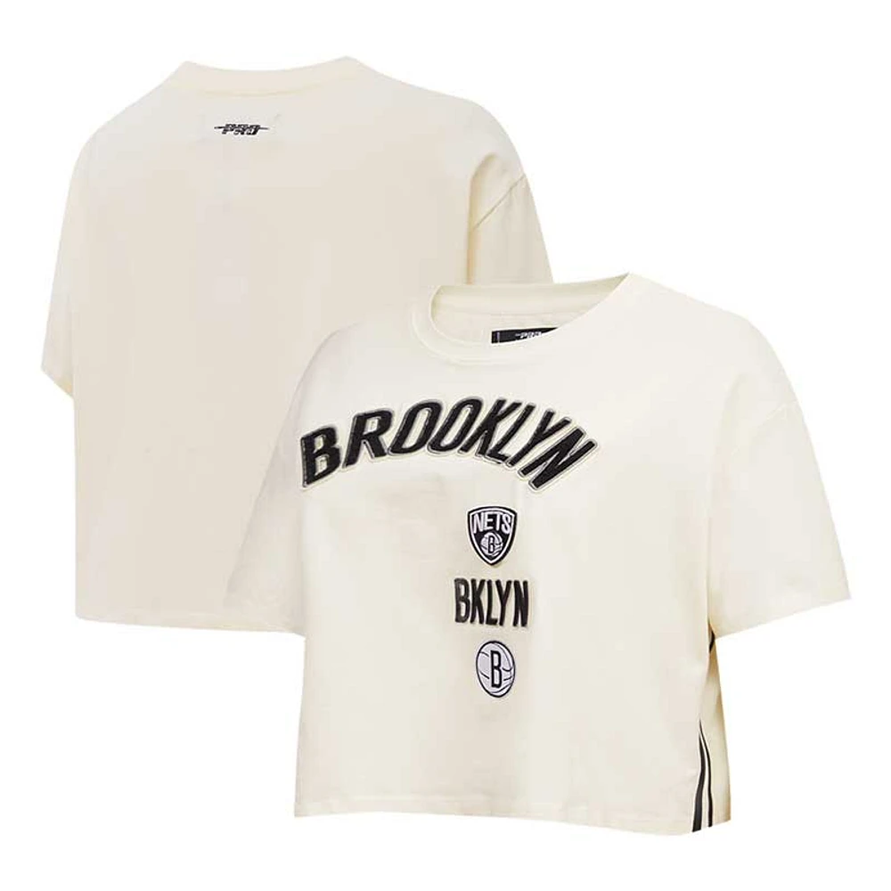 T-shirt court classique rétro crème pour femmes Pro Standard Brooklyn Nets