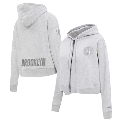 Sweat à capuche fermeture éclair triple ton sur Pro Standard pour femmes, gris chin