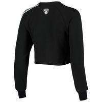 Women's Qore Black Brooklyn Nets Cozy Team Crop Long Sleeve T-Shirt