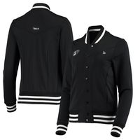 Women's Qore Black Brooklyn Nets Nostalgic Full-Snap Tracksuit Jacket