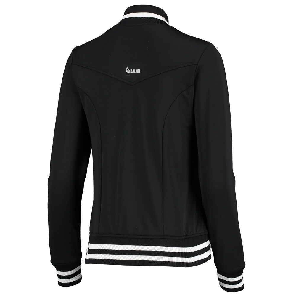 Women's Qore Black Brooklyn Nets Nostalgic Full-Snap Tracksuit Jacket