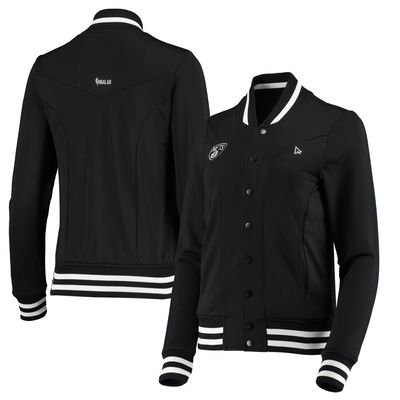 Women's Qore Black Brooklyn Nets Nostalgic Full-Snap Tracksuit Jacket