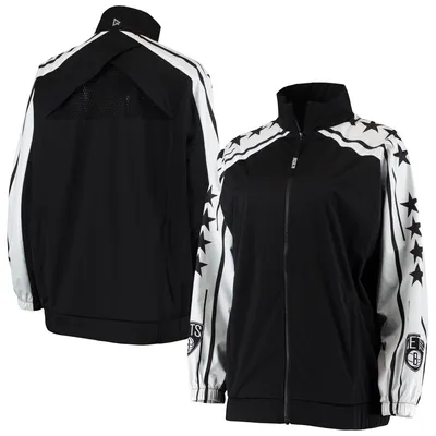 Brooklyn Nets Qore Women's Throwback Team Full-Zip Windbreaker Jacket - Black