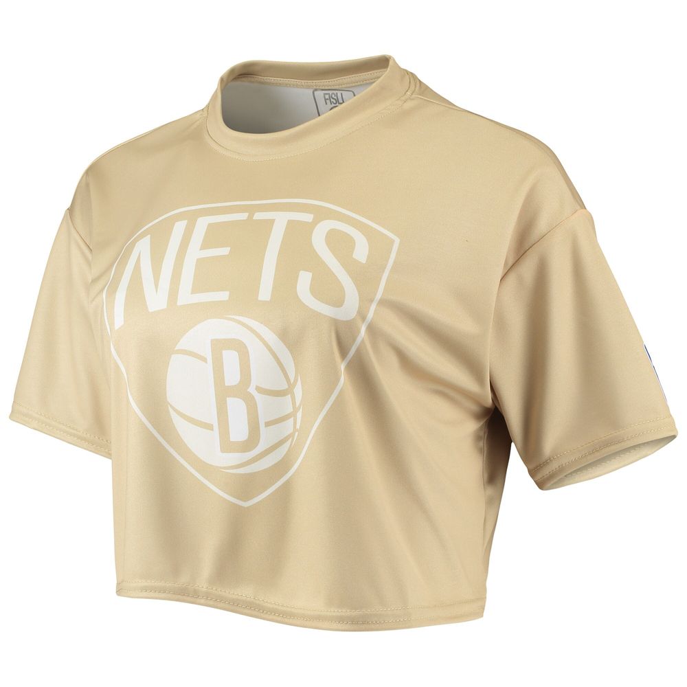 Women's Tan Brooklyn Nets Sand Crop Top