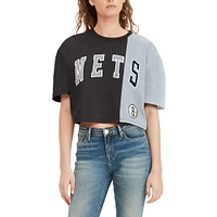 Women's Tommy Jeans Black/White Brooklyn Nets Betsy Relaxed Crop T-Shirt