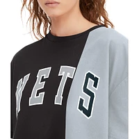 Women's Tommy Jeans Black/White Brooklyn Nets Betsy Relaxed Crop T-Shirt