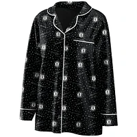 Women's WEAR by Erin Andrews Black Brooklyn Nets - Long Sleeve Button-Up Shirt & Pants Sleep Set