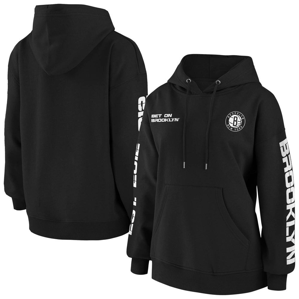 Women's WEAR by Erin Andrews Black Brooklyn Nets Pullover - Hoodie