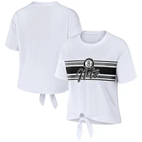 Women's WEAR by Erin Andrews  White Brooklyn Nets Tie-Front T-Shirt