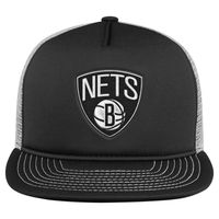 Youth Black Brooklyn Nets Foam Front - Trucker Snapback Hat