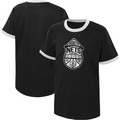 T-shirt noir Brooklyn Nets Hoop City Hometown Ringer pour jeune