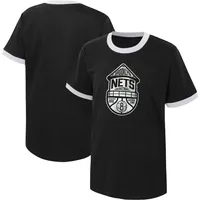 Youth Black Brooklyn Nets Hoop City Hometown Ringer T-Shirt