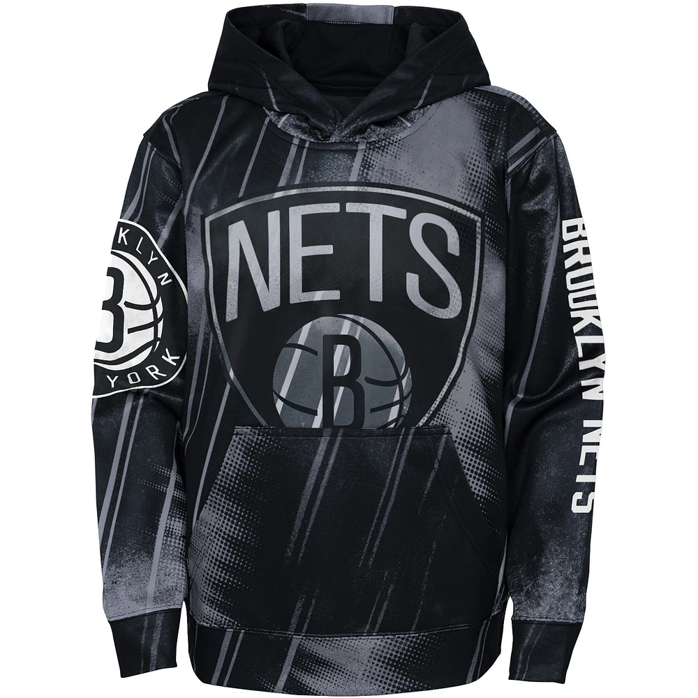 Youth Black Brooklyn Nets Outside the Key - Pullover Hoodie