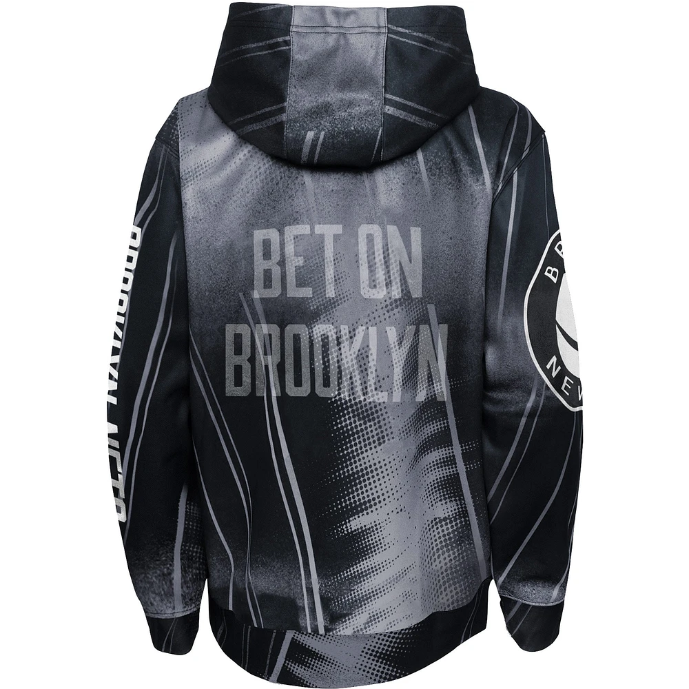 Youth Black Brooklyn Nets Outside the Key - Pullover Hoodie