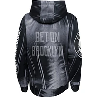 Youth Black Brooklyn Nets Outside the Key - Pullover Hoodie