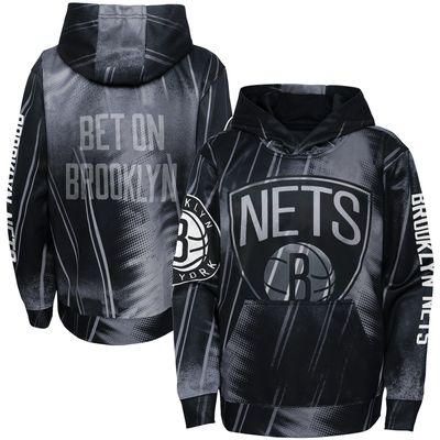 Youth Black Brooklyn Nets Outside the Key - Pullover Hoodie