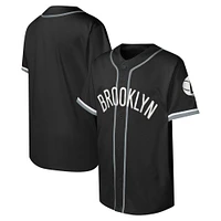 Maillot de baseball à boutons complets Brooklyn Nets noir pour jeunes