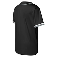 Maillot de baseball à boutons complets Brooklyn Nets noir pour jeunes