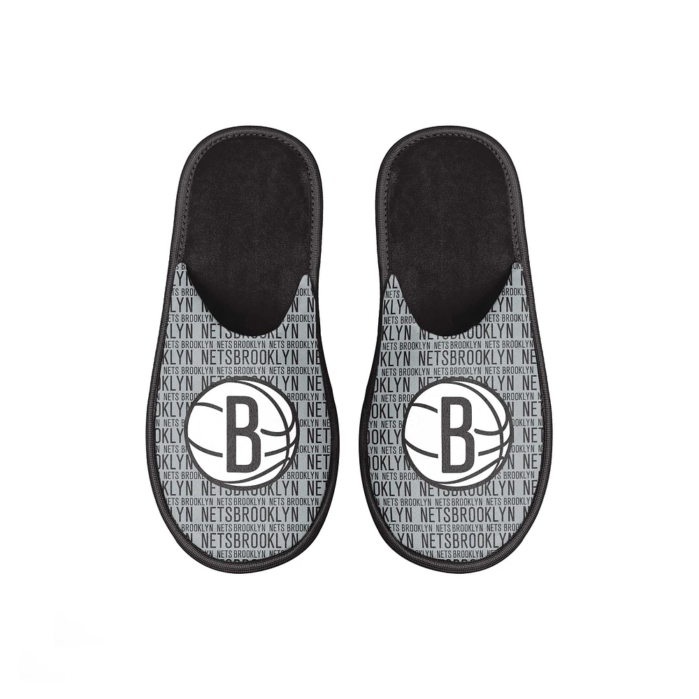 Youth FOCO Brooklyn Nets Scuff Wordmark Slide Slippers