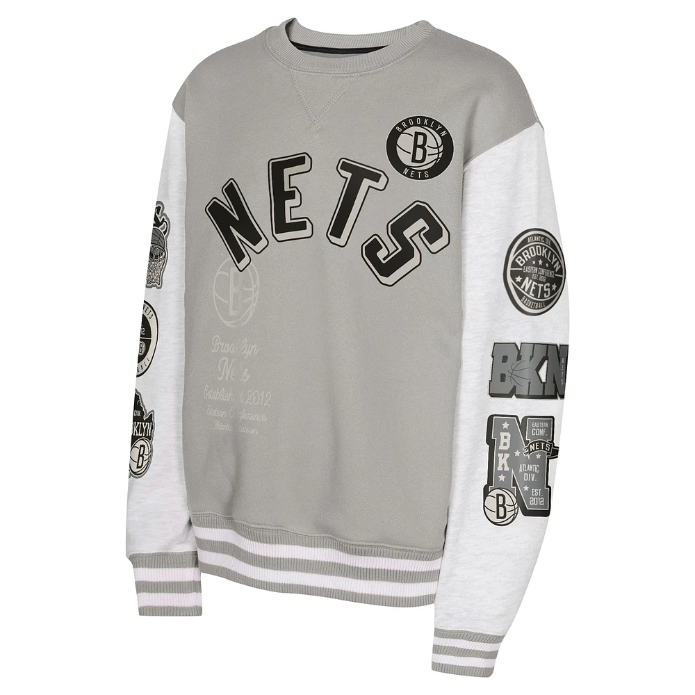 Youth Gray Brooklyn Nets Star Treatment Pullover Sweatshirt