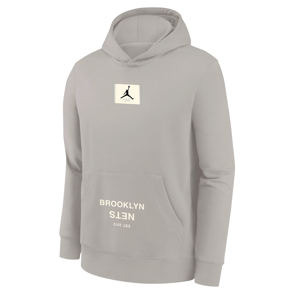 Sweat à capuche Jordan Brand gris Brooklyn Nets Courtside Statement Edition pour jeunes