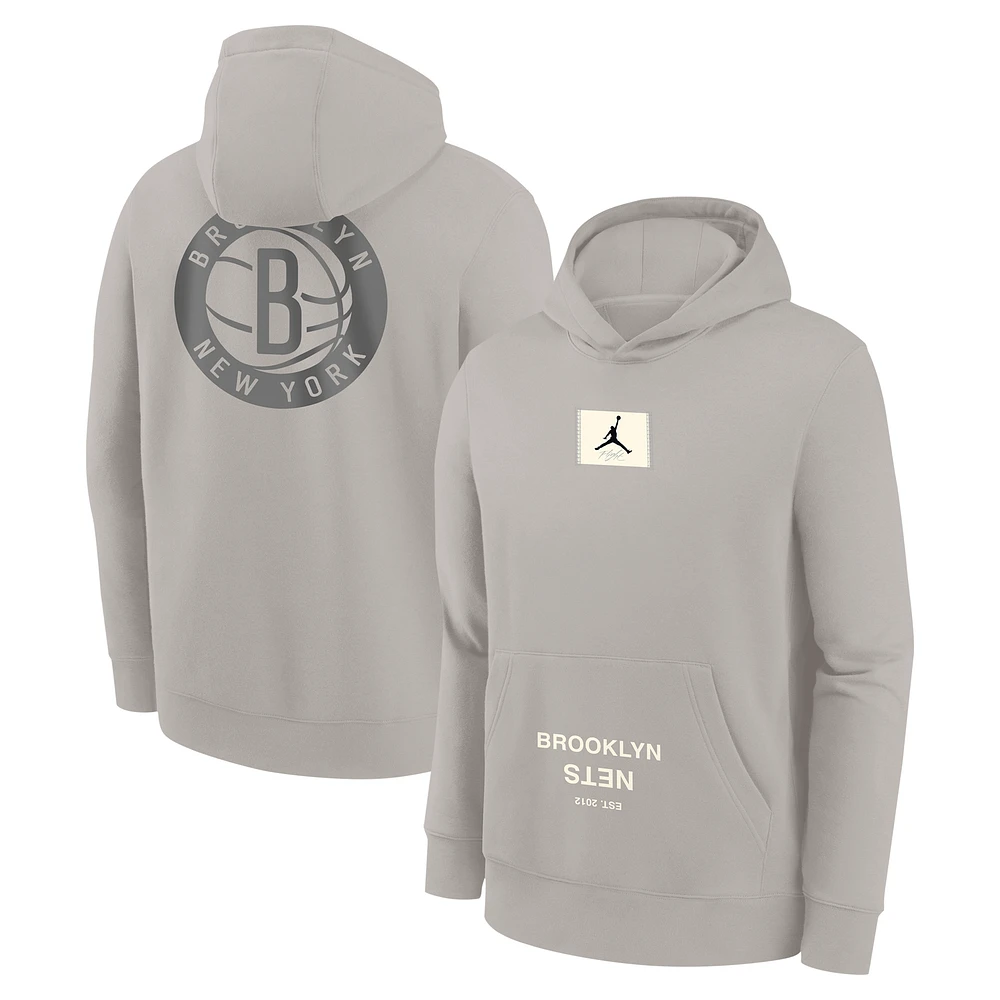 Sweat à capuche Jordan Brand gris Brooklyn Nets Courtside Statement Edition pour jeunes