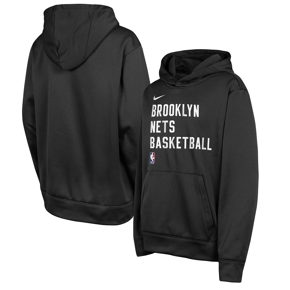 Youth Nike Black Brooklyn Nets Spotlight Performance Pullover Hoodie