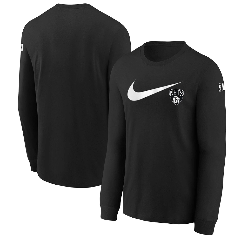 Youth Nike Black Brooklyn Nets Swoosh Long Sleeve T-Shirt