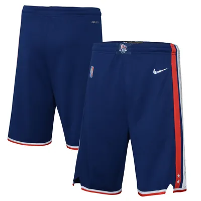 Brooklyn Nets Nike Youth 2021/22 City Edition Courtside Swingman Shorts - Navy