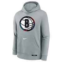 Youth Nike  Silver Brooklyn Nets 2024/25 City Edition Club Fleece Pullover Hoodie