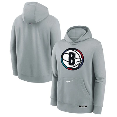 Sweat à capuche en polaire Nike Silver Brooklyn Nets 2024/25 City Edition Club pour jeunes