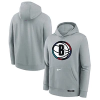 Youth Nike  Silver Brooklyn Nets 2024/25 City Edition Club Fleece Pullover Hoodie