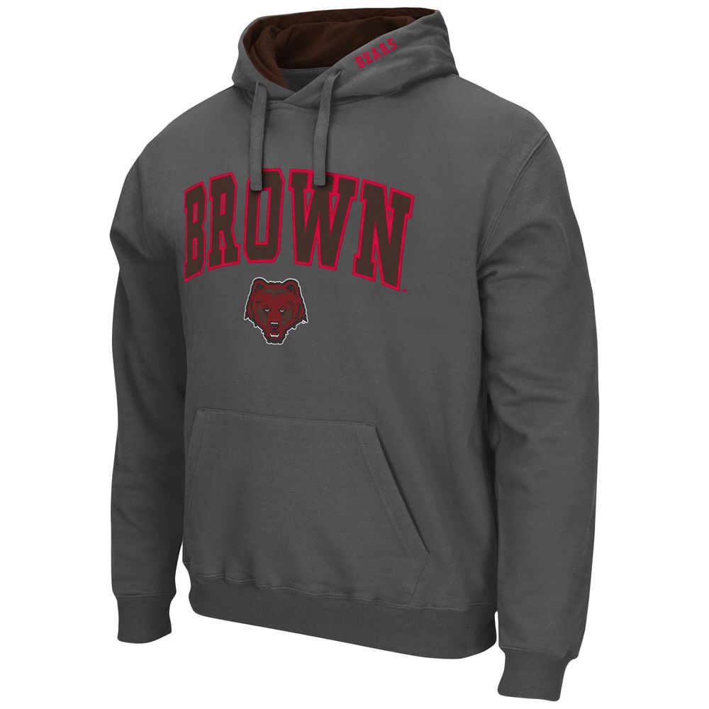 Men's Colosseum Charcoal Brown Bears Arch and Logo Pullover Hoodie