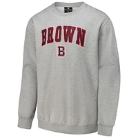 Men's Colosseum Heathered Gray Brown Bears Arch & Logo Tackle Twill Pullover Sweatshirt