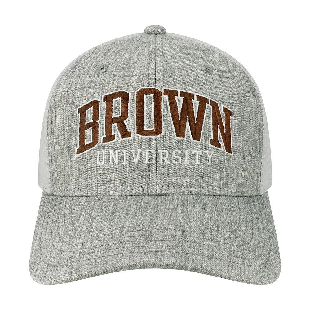 Men's Heather Gray/White Brown Bears Arch Trucker Snapback Hat