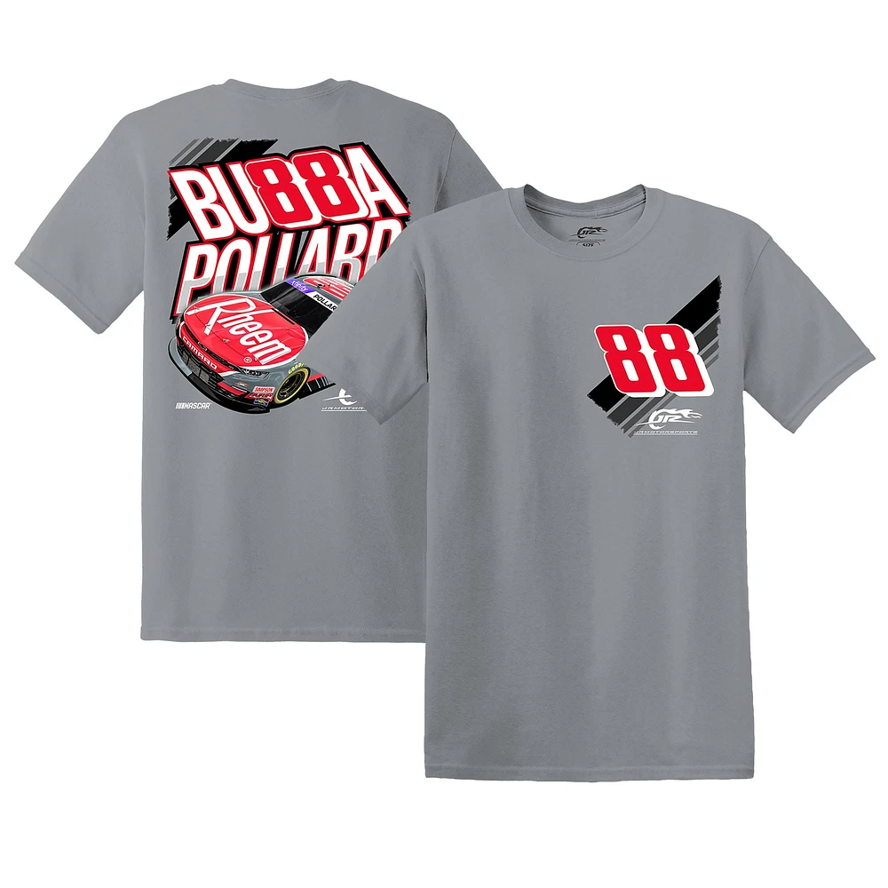 T-shirt de voiture Bubba Pollard Rheem gris pour hommes JR Motorsports Official Team Apparel