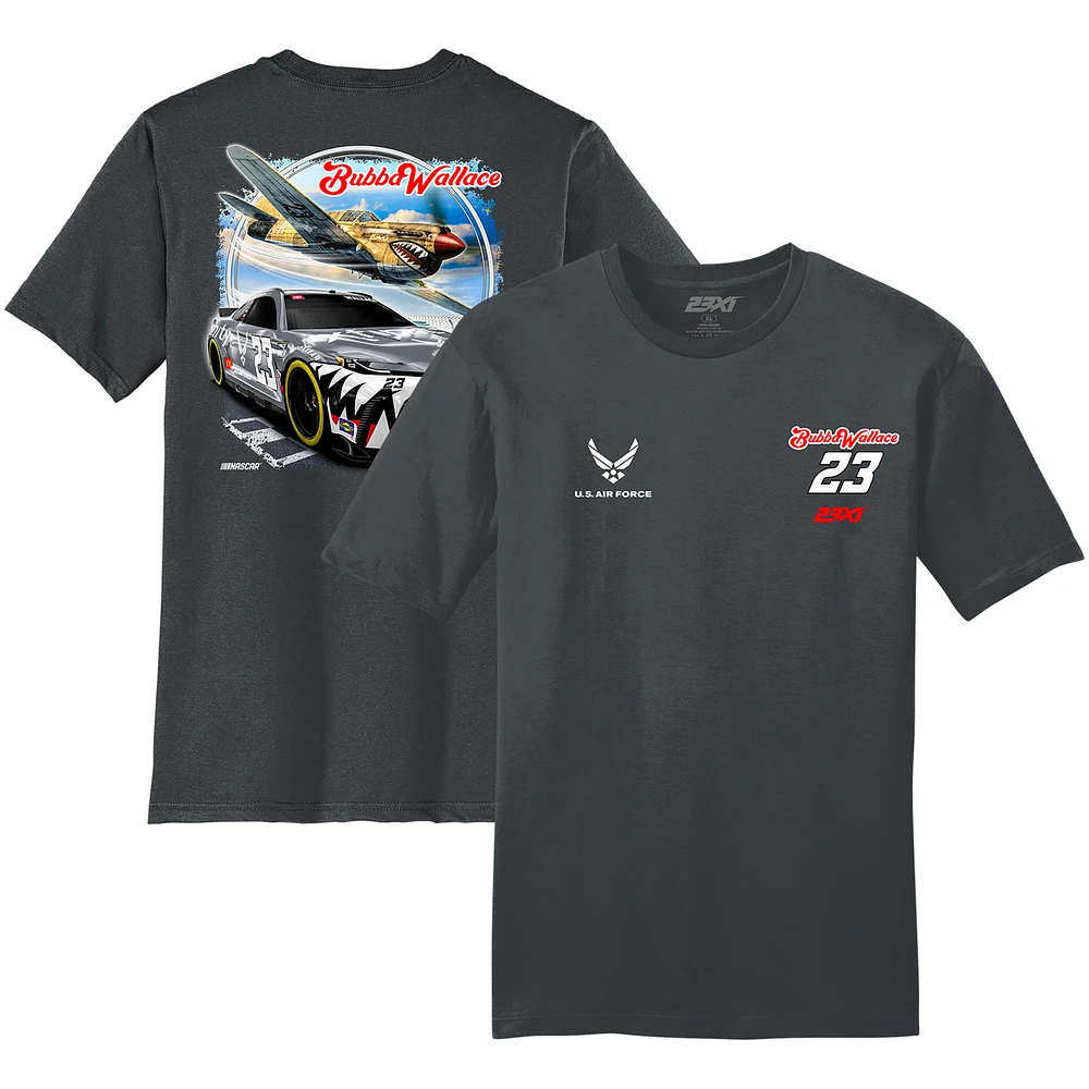 T-shirt de voiture l'US Air Force Bubba Wallace 23XI Racing Charcoal pour hommes